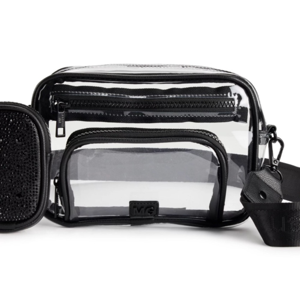 Madden Girl Clear Crossbody Bag, Black Trim